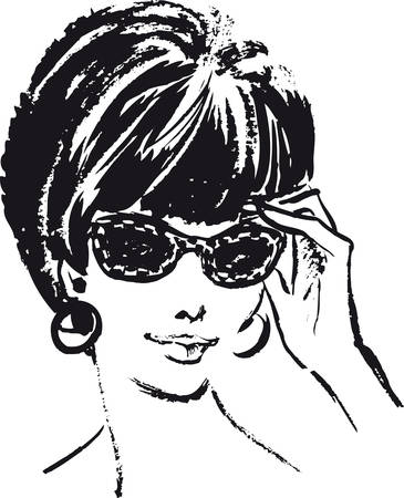 Woman with sunglasses, Retro Vector Illustrationのイラスト素材