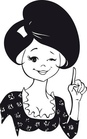 Woman holding her hand high, Retro Vector Illustrationのイラスト素材