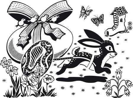Easter scene, Retro Vector Illustrationのイラスト素材