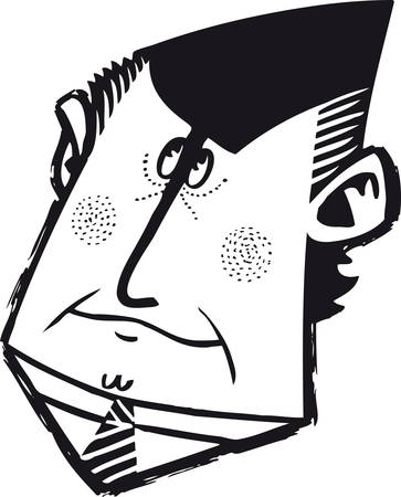 Man with funny cap looking up, Retro Vector Illustrationのイラスト素材