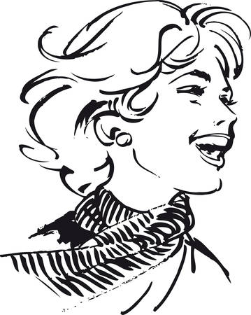 Laughing woman, Retro Vector Illustrationのイラスト素材