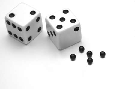 Black and White Dice, with lost Pointsの写真素材