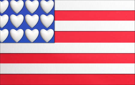 Heart Flag, in the style of the United States Flagの写真素材