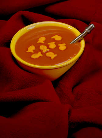 Tomato Soup with Goldfishesの写真素材