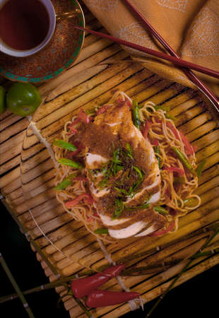 Southwestern Soba with Chickenの写真素材