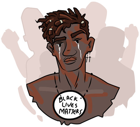 Black Lives Matter, BLM, No Racism, Statement. Young African Americans: man and woman against racism. Black citizens are fighting for equality.のイラスト素材