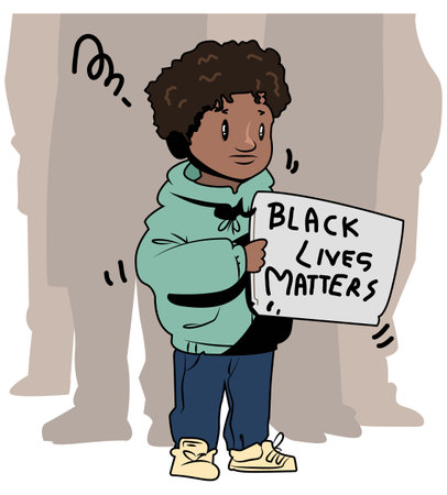 Black Lives Matter, BLM, No Racism, Statement. Young African Americans: man and woman against racism. Black citizens are fighting for equality.のイラスト素材