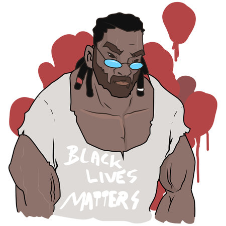 Black Lives Matter, BLM, No Racism, Statement. Young African Americans: man and woman against racism. Black citizens are fighting for equality.のイラスト素材