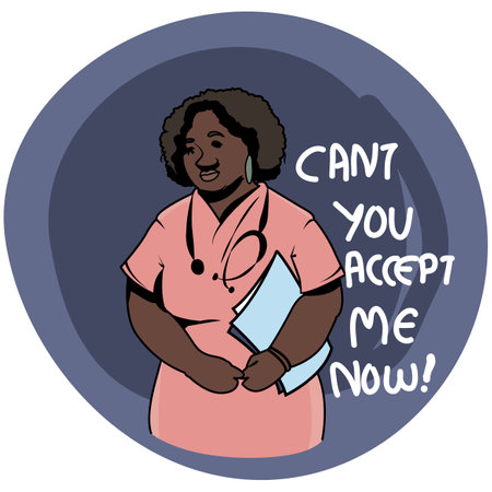 Illustration of a black woman doctor with stethoscope holding clipboardのイラスト素材