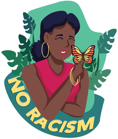 Black Lives Matter, BLM, No Racism, Statement. Young African Americans: man and woman against racism. Black citizens are fighting for equality.のイラスト素材