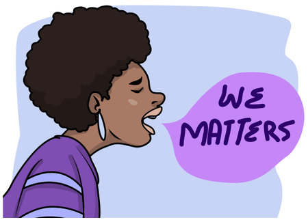 Black Lives Matter, BLM, No Racism, Statement. Young African Americans: man and woman against...