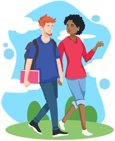 Black Lives Matter, BLM, No Racism, Statement. Young African Americans: man and woman against racism. Black citizens are fighting for equality.のイラスト素材