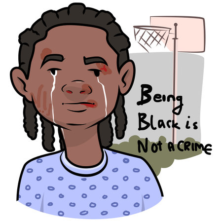 Black Lives Matter, BLM, No Racism, Statement. Young African Americans: man and woman against racism. Black citizens are fighting for equality.のイラスト素材