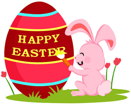 Easter bunny and easter egg. Vector illustration isolated on white backgroundのイラスト素材