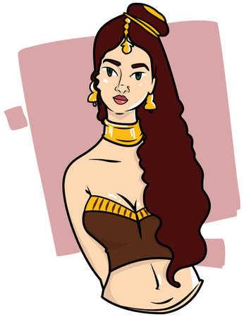 Beautiful girl with long hair. Vector illustration ready for vinyl cutting.のイラスト素材