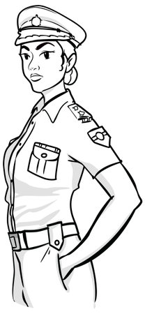 police officer - black and white vector illustration for coloring book or pageのイラスト素材