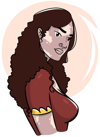 Illustration of a pregnant woman with a box of popcorn in her handのイラスト素材