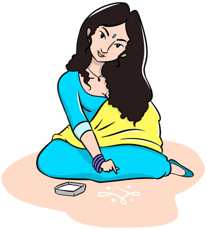 Illustration of a pregnant woman sitting on the floor with a bookのイラスト素材