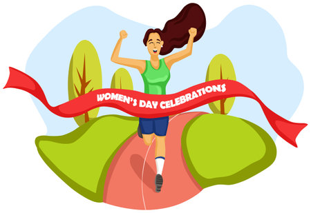 Woman jogging in the park. Healthy lifestyle. Vector illustration.のイラスト素材