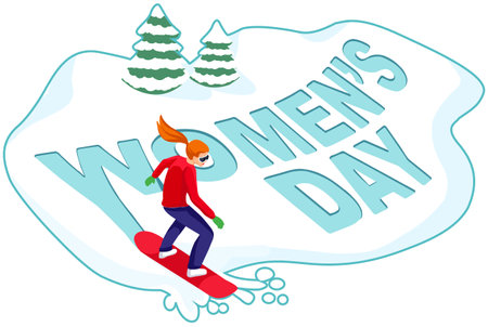Merry Christmas and Happy New Year. Snowboarder on snowboard. Vector illustrationのイラスト素材