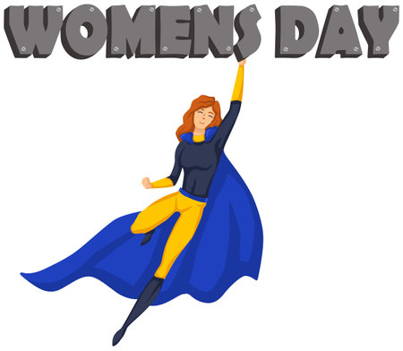 Women's Day design with a superhero girl flying in the air.のイラスト素材