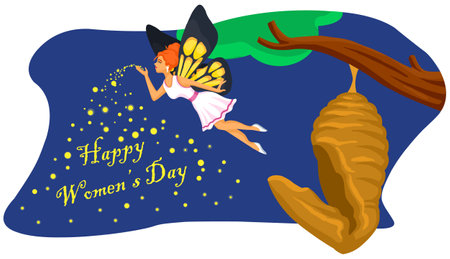 Illustration of a Happy Womens Day Greeting Cardのイラスト素材