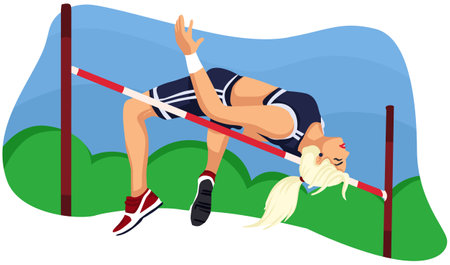 Athletic man in a track and field competition. Vector illustrationのイラスト素材