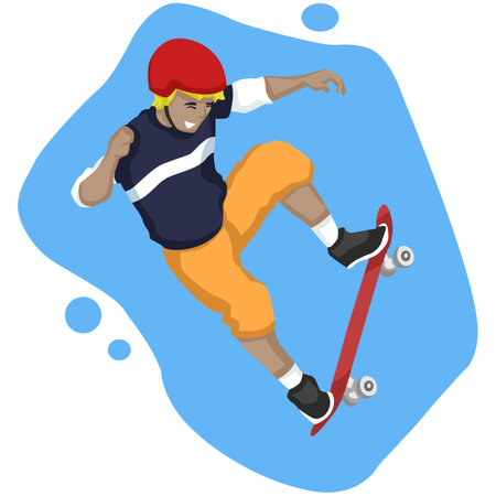 Skateboarder jumping on a skateboard. Vector illustration.のイラスト素材