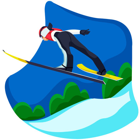 Snowboarder jumping on a snowboard. Flat style vector illustration.のイラスト素材