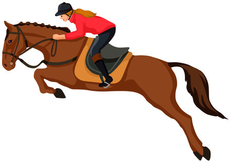 Illustration of a horse rider on a white background, vector illustrationのイラスト素材