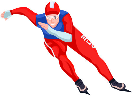 Speed Skater Isolated on a White Background. Vector illustration.のイラスト素材
