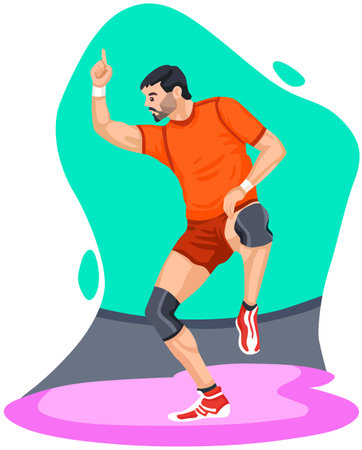 Illustration of a Man Exercising with His Knee Injuryのイラスト素材