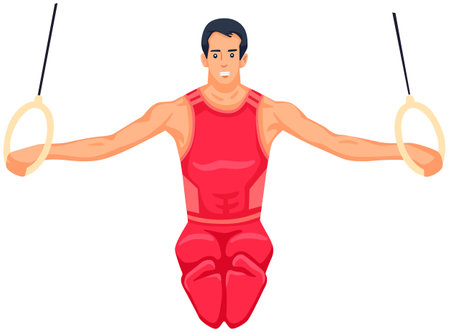 Vector illustration of a man doing gymnastics isolated on white background.のイラスト素材