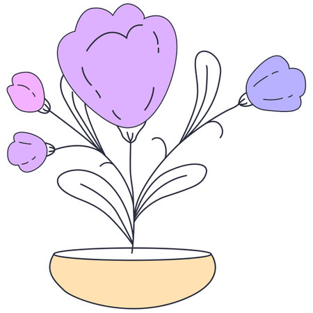 Illustration of a flower in a pot on a white background.のイラスト素材