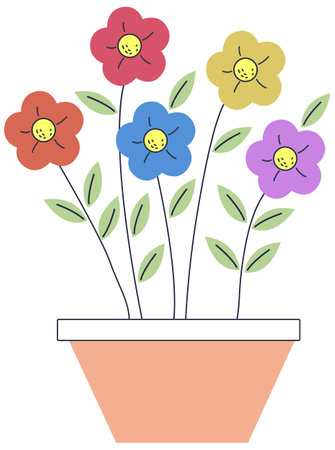 Flowers in a pot on a white background. Vector illustration.のイラスト素材