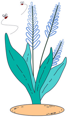 Illustration of a blue hyacinth plant on a white backgroundのイラスト素材
