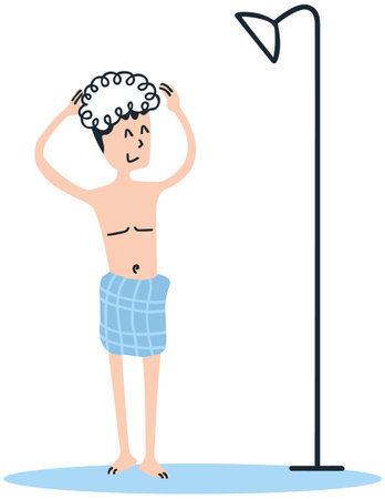Man in swimming suit standing with his head on his hands vector illustrationのイラスト素材