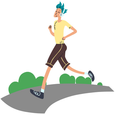 Illustration of a man jogging in the park. Vector illustrationのイラスト素材