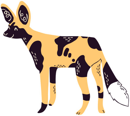 Illustration of an African Wild Dog Isolated on a White Backgroundのイラスト素材