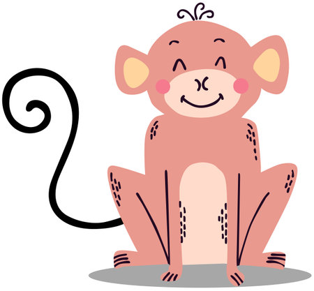 Cute cartoon monkey. Vector illustration isolated on a white background.のイラスト素材