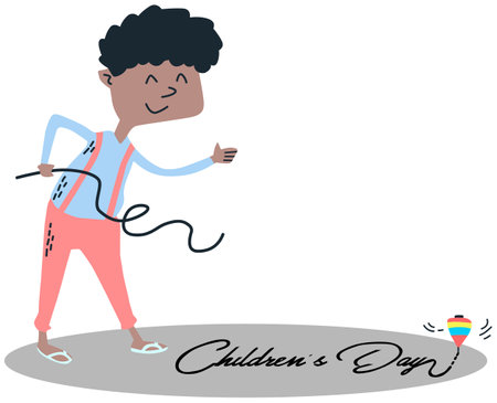 Illustration of a Little Boy Playing with a Jumping Ropeのイラスト素材