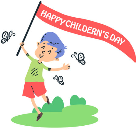 Happy children's day! Happy children's day! Vector illustration.のイラスト素材