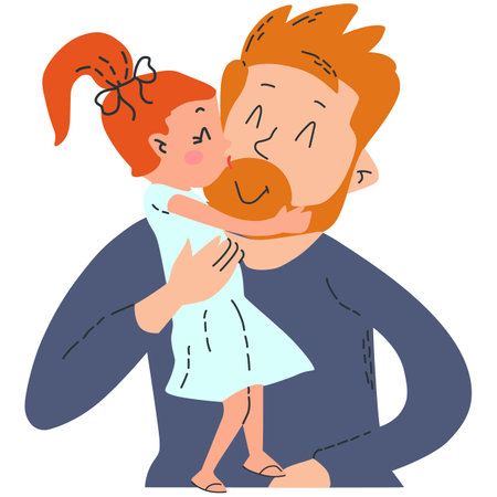 Father and daughter hugging each other. Vector illustration in cartoon style.のイラスト素材