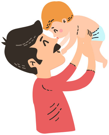 This is an illustration of a father kissing his daughter.  Everyone will love it!のイラスト素材