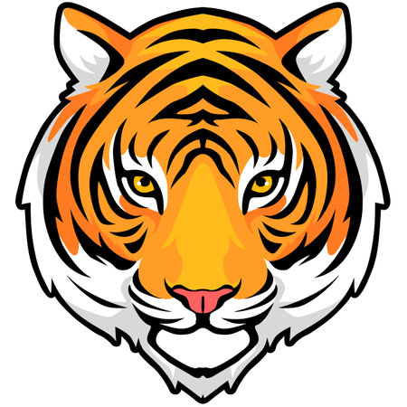 Tiger head vector illustration isolated on white background. Vector illustration.のイラスト素材