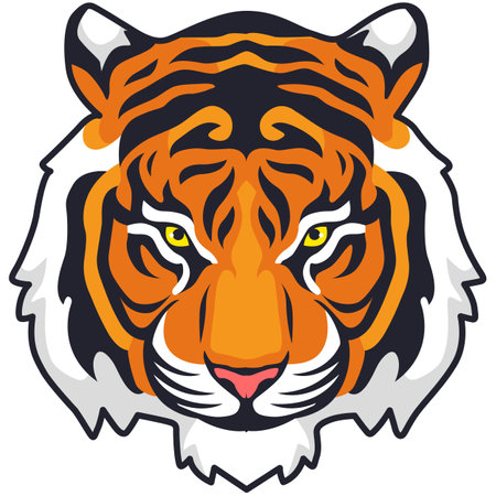 Tiger head mascot. Vector illustration. Isolated on white background.のイラスト素材