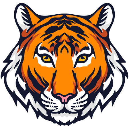 Tiger head isolated on white. Vector illustration ready for vinyl cutting.のイラスト素材