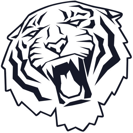 Tiger Head.Mascot Templates.Vector illustration ready for vinyl cutting.のイラスト素材