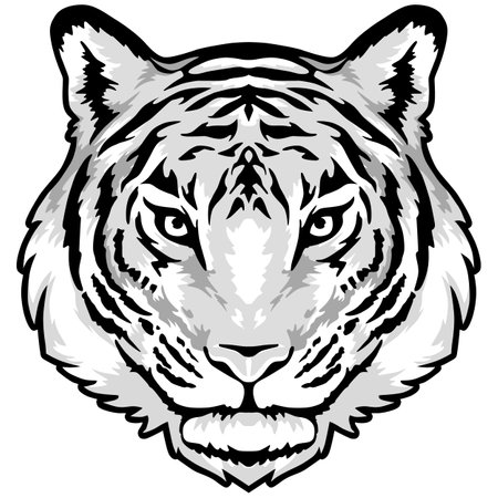 Tiger Mascot Templates.Vector illustration ready for vinyl cutting.のイラスト素材