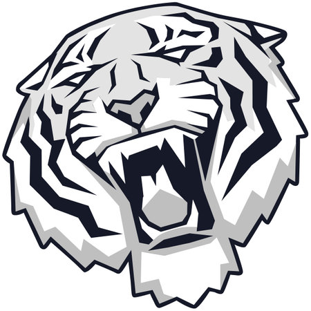 Tiger head. Vector illustration ready for vinyl cutting. Isolated on white background.のイラスト素材